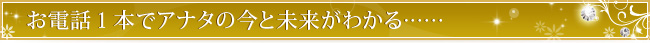 お電話1本でアナタの今と未来がわかる……